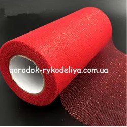 Фатін 15см блискучий , червоний