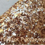Екошкіра крупний глітер, колір ЗОЛОТО, 25*35