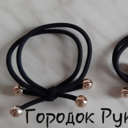 Резинка тонка подвійна з бусинами , кругле золото