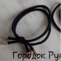 Резинка тонка подвійна з бусинами , довге золото