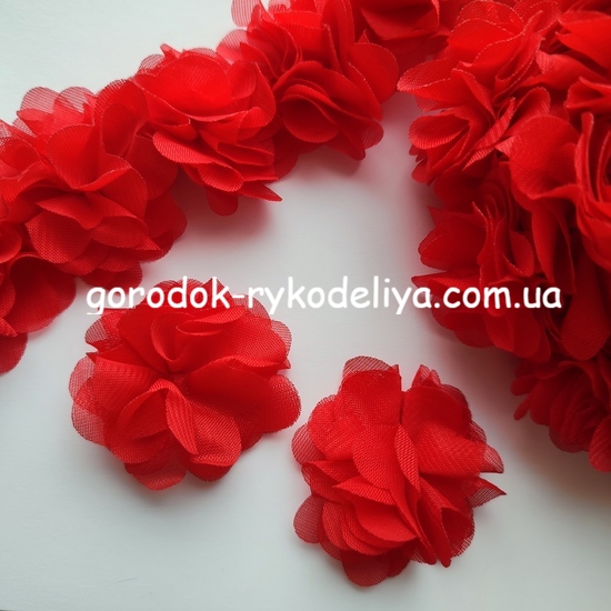 Аплікація " Квітка шифон" , колір ЧЕРВОНИЙ