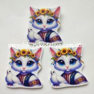 Кабошон укр. котик з голубом