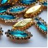 Стразова серединка вузька 20*9мм, колір АКВА