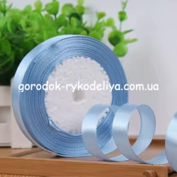 Стрічка атласна 0,6см 23м, колір блакитний