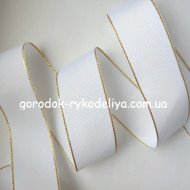 Репсова стрічка з люрексом 40мм, білий+золото