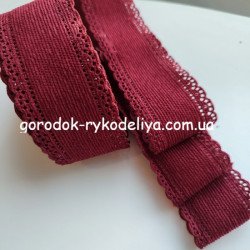 Вельветова стрічка ажур , колір бордо