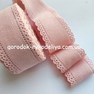 Вельветова стрічка ажур , колір світло-рожевий