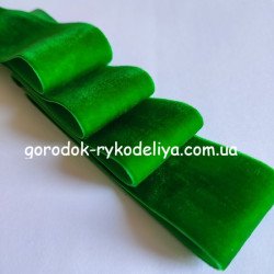 Оксамитова стрічка 4см, колір зелений
