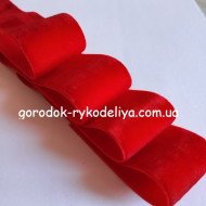 Оксамитова стрічка 4см, колір ЧЕРВОНИЙ