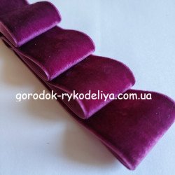 Оксамитова стрічка 4см, колір МАРСАЛ