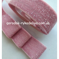 Оксамит 2,5см з люрексом , рожевий+срібло