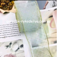 Органза 6см , золота крапочка . колір аква