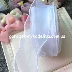Стрічка "Органза з лєскою"  6см, колір БІЛОСНІЖНИЙ