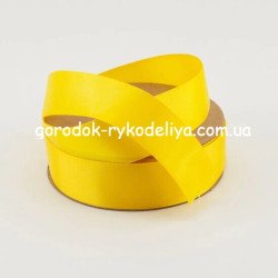 Сатинова стрічка 2,5см двостороння , жовта