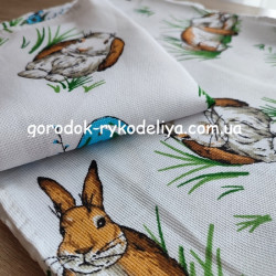 Рушник Великодній , льон 75*35см, зайці