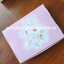 Коробочка 10*15*3 ,рожеві квіти
