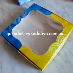 Коробочка 10*10*3 ,жовто-голуба